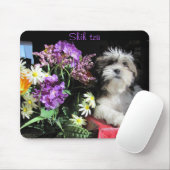 Tapis De Souris Tzu chih et fleurs (Avec souris)