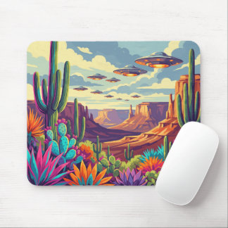 Tapis De Souris UFO surréaliste dans le désert