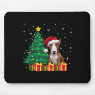Tapis De Souris Ugly Bull Terrier Santa Hat Noël Lumières Chien L