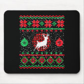 Tapis De Souris Ugly Christmas Sweater Design Plaid Reindeer (Devant)