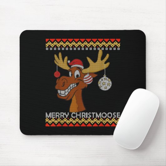 Tapis De Souris Ugly Christmas Sweater I Merry Christmoose Funny M (Avec souris)