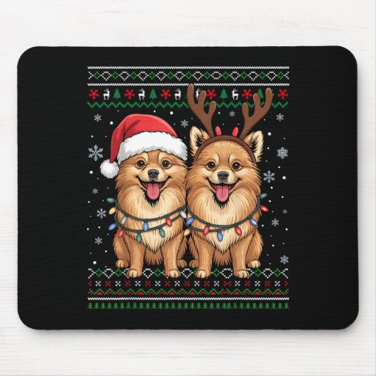 Tapis De Souris Ugly Meranian Dog Xmas Santa Matching Christmas Sw (Devant)