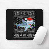 Tapis De Souris Ugly Sweater Xmas Lights Santa Hammerhead Shark Ch (Avec souris)