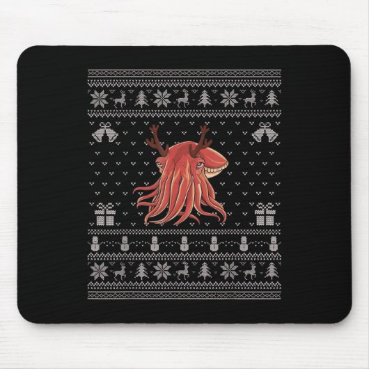 Tapis De Souris Ugly Xmas Sweater Style Cuttlefish Reindeer Christ (Devant)