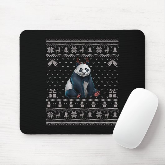 Tapis De Souris Ugly Xmas Sweater Style Panda Reindeer Christmas (Avec souris)