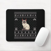 Tapis De Souris Ugly Xmas Sweater Style Siamese Cat Reindeer Chris (Avec souris)