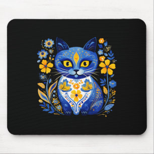 Tapis De Souris Ukraine Chat Floral Vintage ukrainien Drapeau Vysh