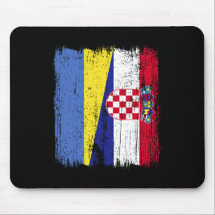 Tapis De Souris Ukraine Croatie Demi-Drapeau Fier Ukrainien Croate