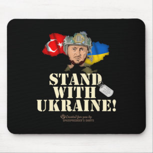 Tapis De Souris Ukraine Turquie Drapeau Collier Zelensky Debout Av