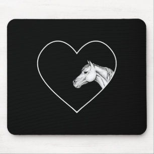 Tapis De Souris Un Beau Cheval Blanc Pour L'Équitation Filles Coeu