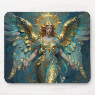 Tapis De Souris Un bel ange en or et turquoise
