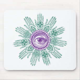 Tapis De Souris Un cercle des mains et d'un oeil