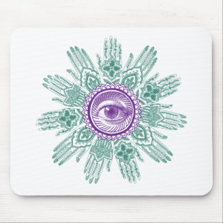 Tapis De Souris Un cercle des mains et d'un oeil