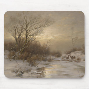 Tapis De Souris Un cerf dans un paysage hivernal - Désiré Thomassi
