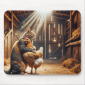 Tapis De Souris Un chat attrape un poulet de la ferme (Devant)