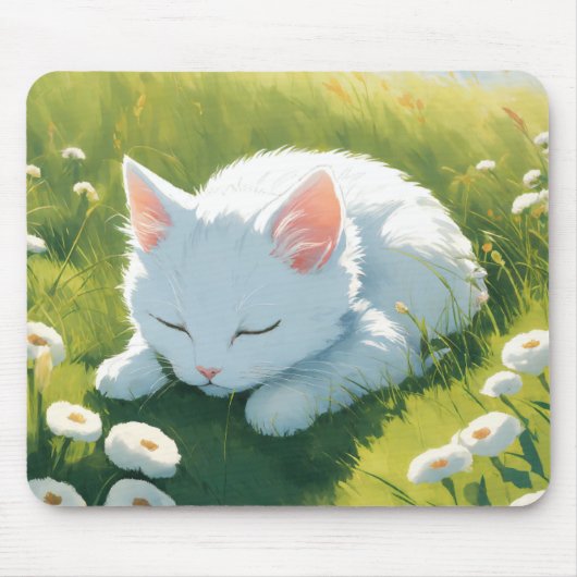 Tapis De Souris Un chaton blanc image de sommeil (Devant)