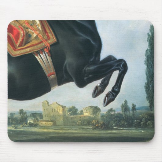 Tapis De Souris Un cheval noir exécutant le Courbette (Devant)