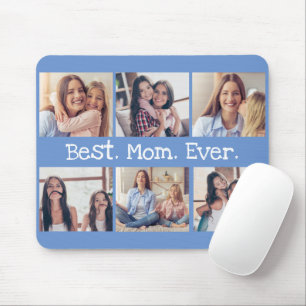 Tapis De Souris Un Collage photo de Fun Best Mom Ever 6 en bleu bl