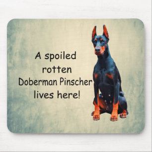 Tapis De Souris Un Doberman Pinscher Tourné Vit Ici