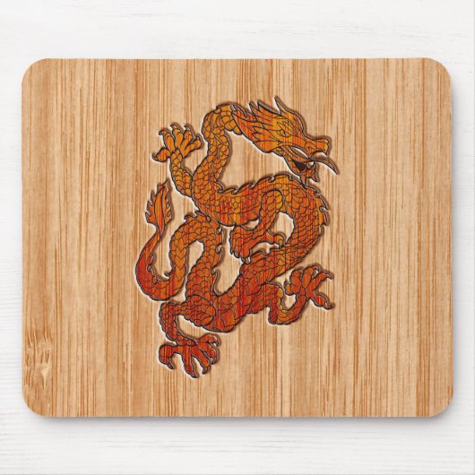 Tapis De Souris Un dragon rouge sur Bambou comme (Devant)