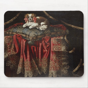 Tapis De Souris Un épagneul posé sur un coussin brodé