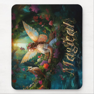 Tapis De Souris Un étang de fée magique Texte décoratif magique
