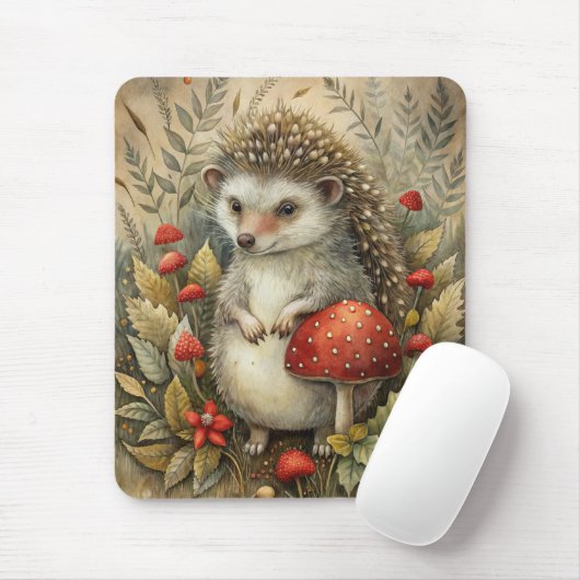 Tapis De Souris Un joli hérisson en forêt (Avec souris)