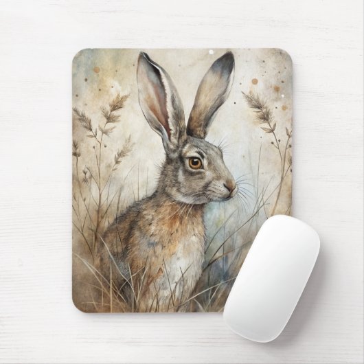 Tapis De Souris Un joli lièvre en forêt (Avec souris)