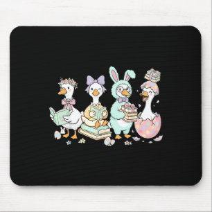 Tapis De Souris Un jour de Pâques de lapin d'oie livresque lisant 