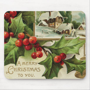 Tapis De Souris Un Joyeux Noël à vous houx Mousepad