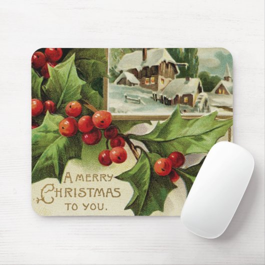 Tapis De Souris Un joyeux Noël pour vous Holly Mousepad (Avec souris)