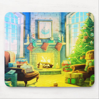 Tapis De Souris Un joyeux Noël vert brillant coussin pour ordinate