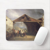 Tapis De Souris Un maréchal-ferrant chaussant un cheval (Avec souris)