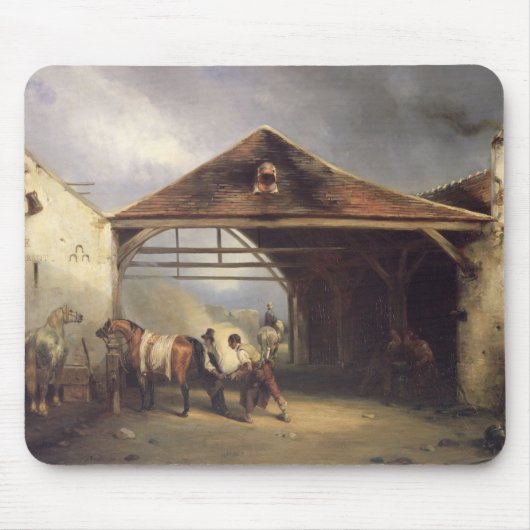 Tapis De Souris Un maréchal-ferrant chaussant un cheval (Devant)