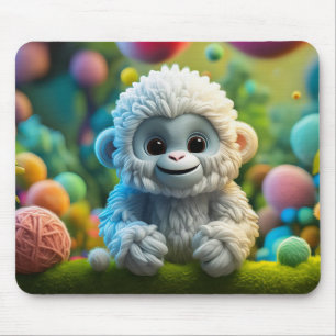 Tapis De Souris Un mignon bébé Yeti fait de fil