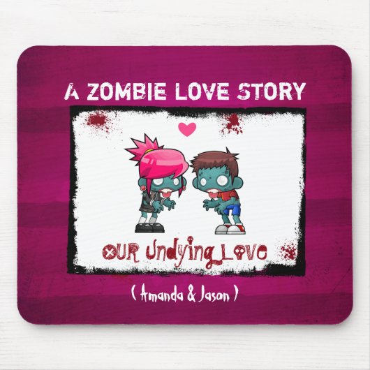 Tapis De Souris Un mignon couple Zombie : Une histoire d'amour Zom (Devant)