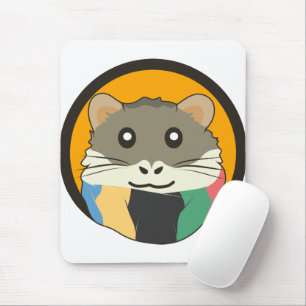 Tapis De Souris Un mignon hamster en caricature avec une écharpe m