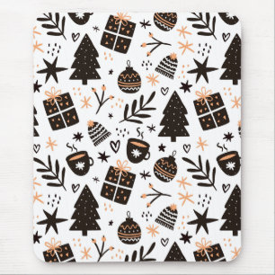 Tapis De Souris Un Motif de Noël noir et blanc
