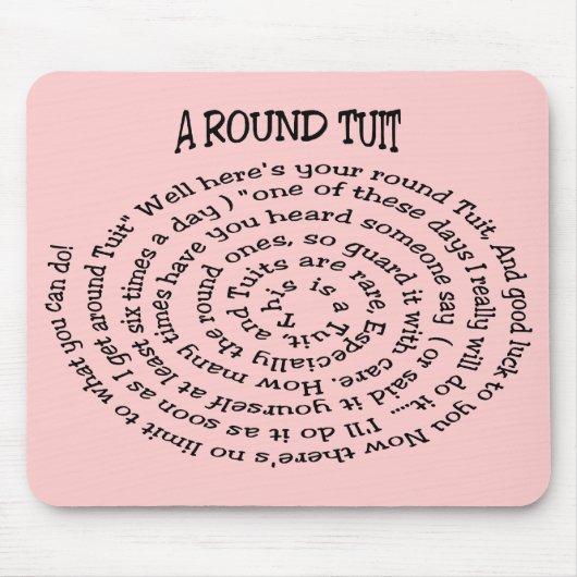 Tapis De Souris Un Mousepac Rose Tuit Rond (Devant)