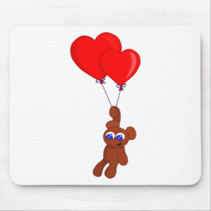 Tapis De Souris Un Ours En Teddy Tenant Des Ballons En Forme De Co
