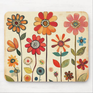 Tapis De Souris Un parterre de zinnias en terre cuite chaleureux