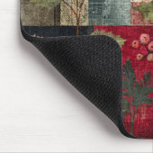 Tapis De Souris Un Patchwork Rustique d'Hiver aux Baies de Houx (Coin)