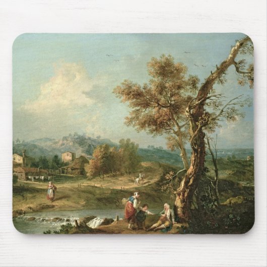 Tapis De Souris Un paysage de rivière d'Italianate avec des (Devant)