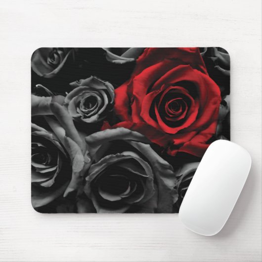 Tapis De Souris Un rose rouge (Avec souris)
