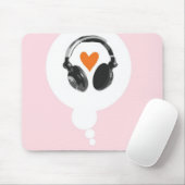 Tapis De Souris Une bulle de pensée avec un coeur et des écouteurs (Avec souris)