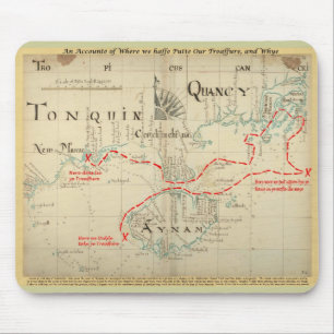 Tapis De Souris Une carte authentique de 1690 pirates (avec des