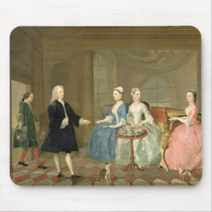 Tapis De Souris Une famille étant servie avec le thé, c.1740-45