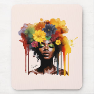 Tapis De Souris Une femme afro-américaine avec les cheveux d'afro-