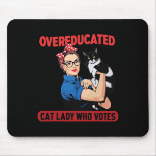 Tapis De Souris Une Femme Au Chat Suréduquée Qui Vote Pour Le Prés