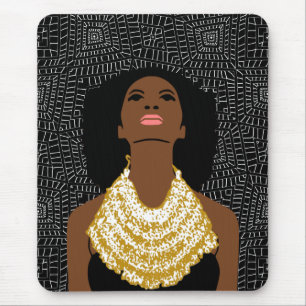 Tapis De Souris Une femme noire en train de regarder Collier tri